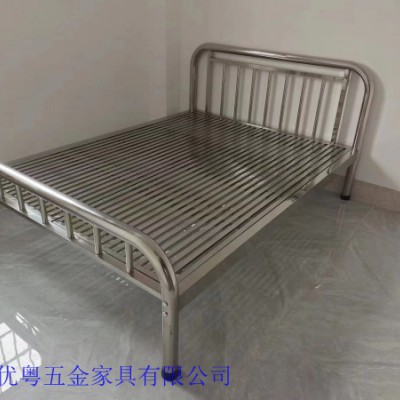 批發(fā)0.9米寬圓管床單層床組裝方管雙層床直柱鐵床廠家
